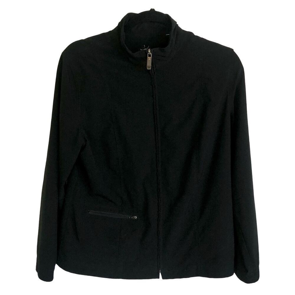 Chico's Athletic Jacket Black Full Zip Track Jacket Chico's Size 1 (Medium)